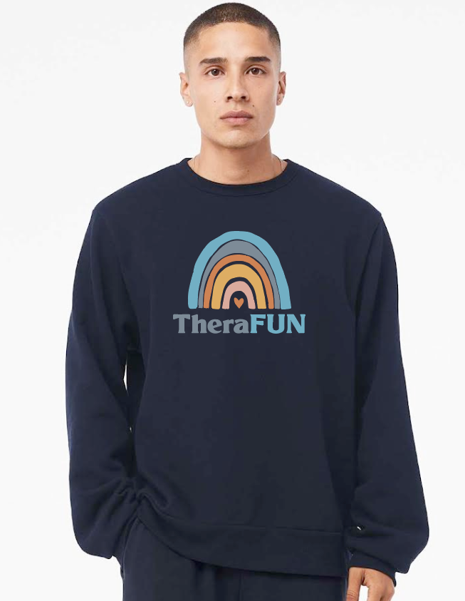 TheraFun "Logo" Design Soft Sponge Fleece Unisex Sweatshirt (navy)(reg)