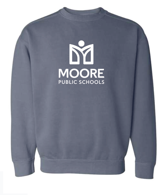 Moore Public Schools "Logo" Comfort Colors: MPS Secondary Palette Crewneck Sweatshirt (denim)