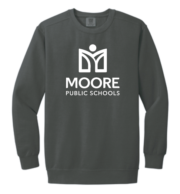 Moore Public Schools "Logo" Comfort Colors: MPS Secondary Palette Crewneck Sweatshirt (pepper)