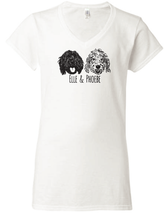 Abbott House "Dog" Design Short Sleeve V-neck T-shirt (white)
