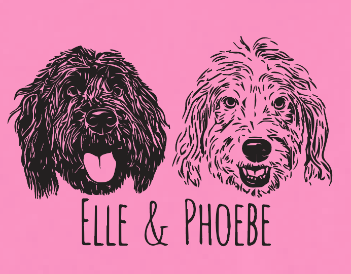Abbott House "Dog" Design Short Sleeve V-neck T-shirt (pink)