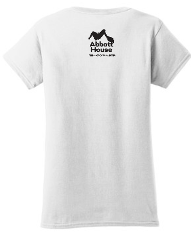 Abbott House "Dog" Design Short Sleeve V-neck T-shirt (white)