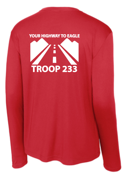 Troop 233 "Highway to Eagle" Design L/S Moisture Wicking T-shirt