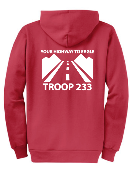 Troop 233 "Highway to Eagle" Design Zip Hooded Sweatshirt
