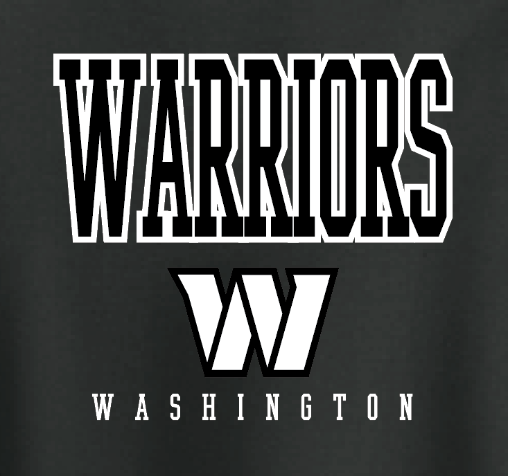 Washington High "Warriors W" Design Hooded Sweatshirt (black)