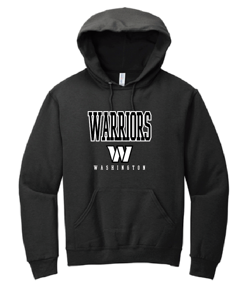 Washington High "Warriors W" Design Hooded Sweatshirt (black)