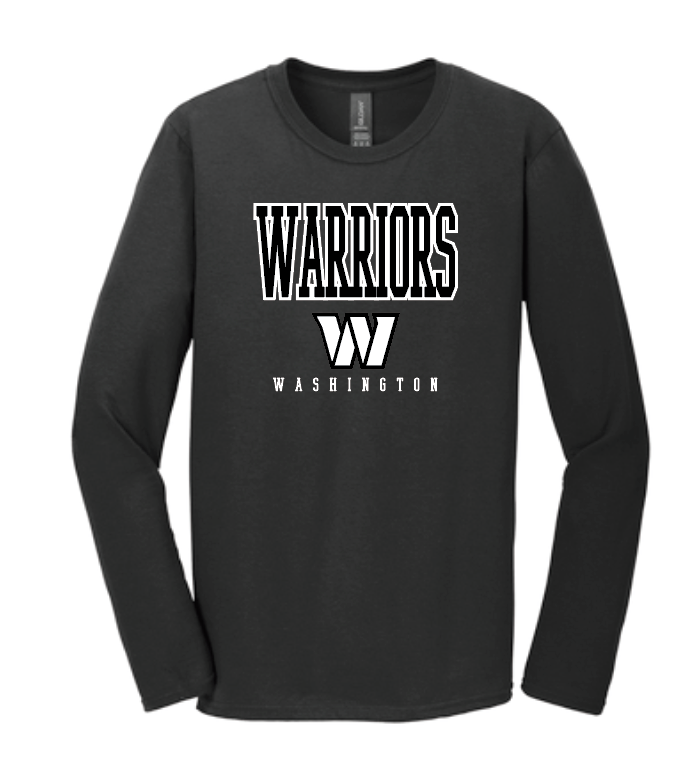 Washington High "Warriors W" Design L/S T-shirt (black)