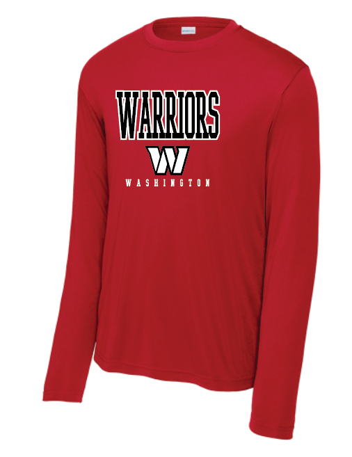 Washington High "Warriors W" Design L/S Dri-Fit T-shirt (red)