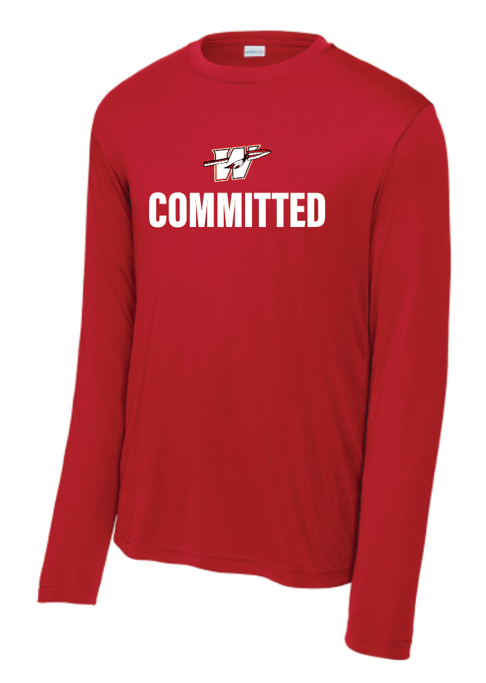 Washington High "Committed" Design L/S Dri-Fit T-shirt (red)