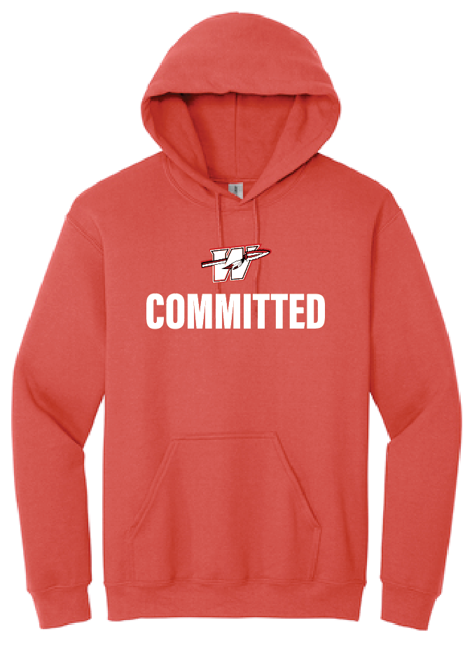 Washington High "Committed" Design Hooded Sweatshirt (red)