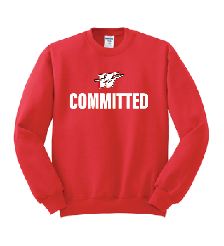 Washington High "Committed" Design Crewneck Sweatshirt (red)