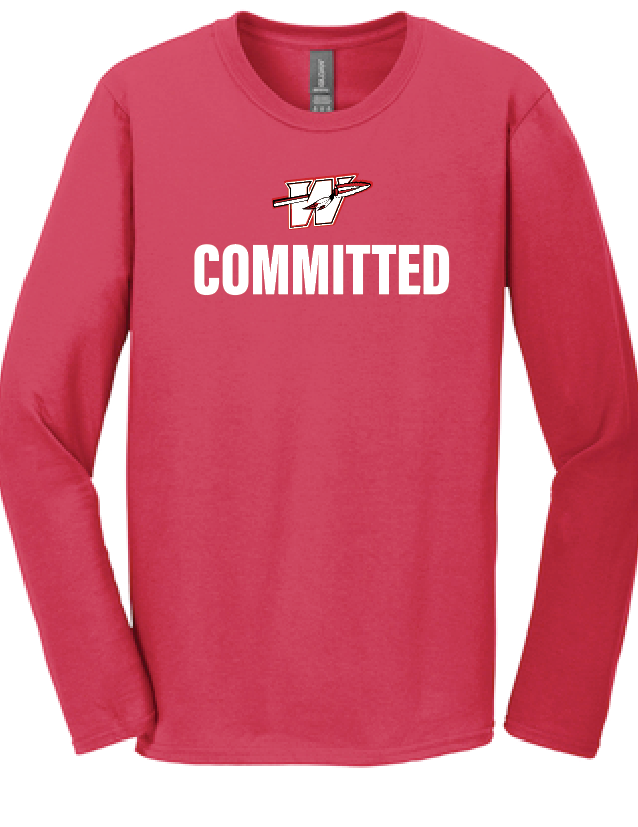 Washington High "Committed" Design L/S T-shirt (red)