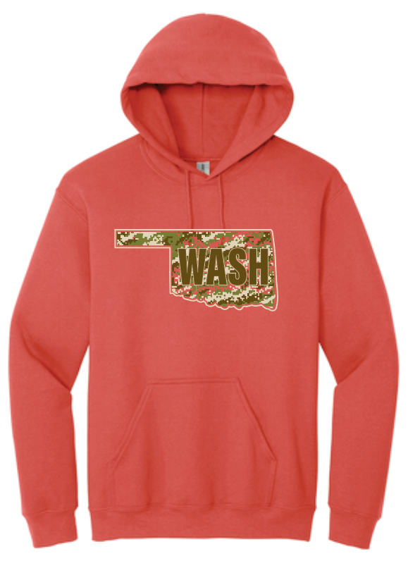 Washington High "Camo" Design Hooded Sweatshirt (red)