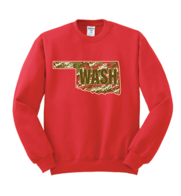 Washington High "Camo" Design Crewneck Sweatshirt (red)