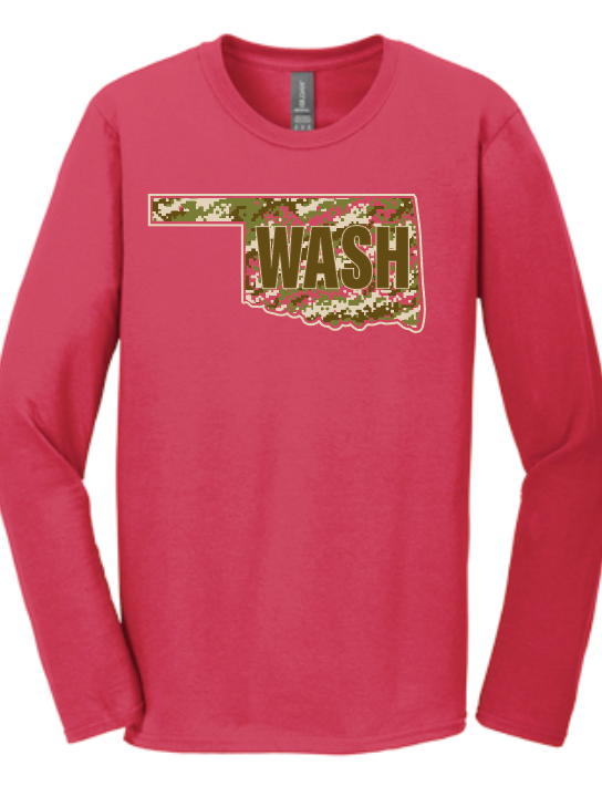 Washington High "Camo" Design L/S T-shirt (red)