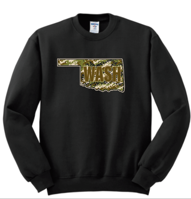 Washington High "Camo" Design Crewneck Sweatshirt (black)