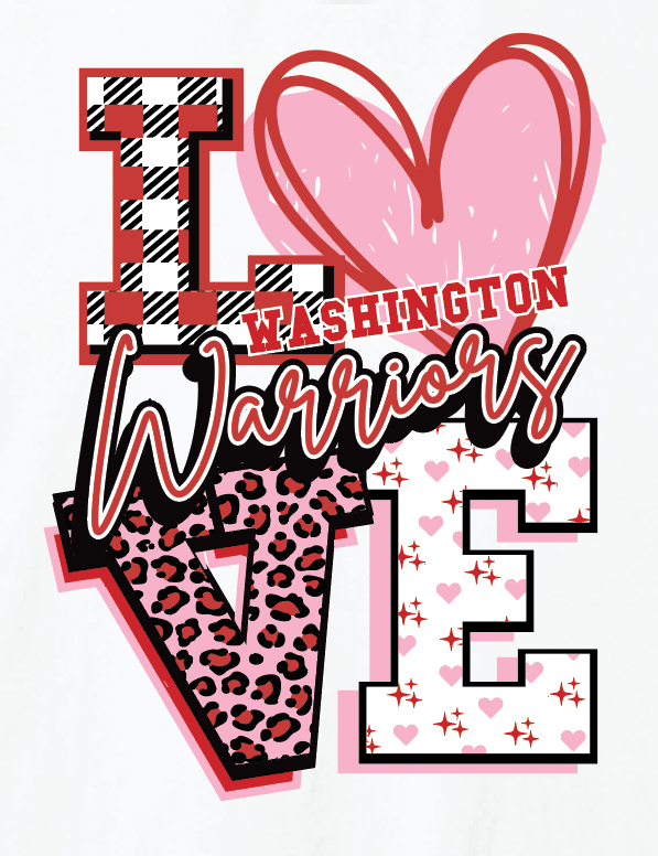 Washington High "Love" Design Crewneck Sweatshirt (white)