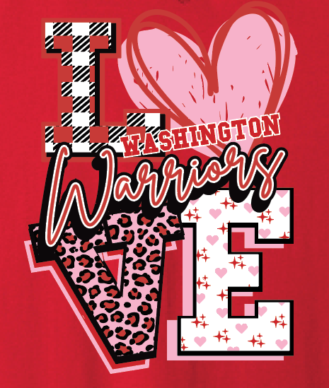 Washington High "Love" Design L/S T-shirt (red)