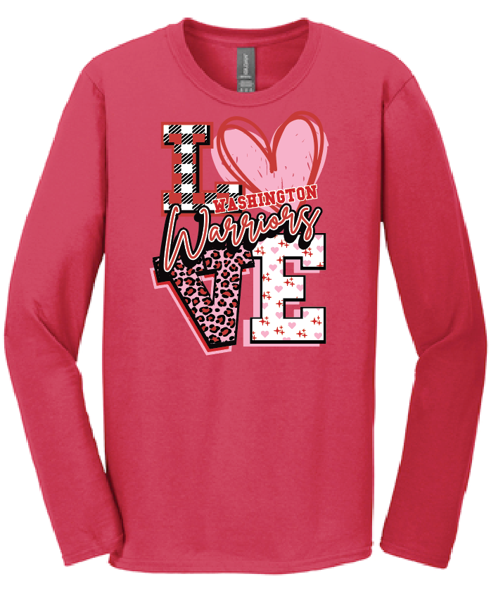 Washington High "Love" Design L/S T-shirt (red)