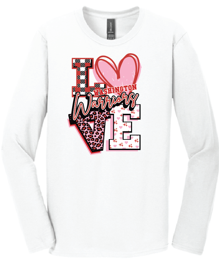 Washington High "Love" Design L/S T-shirt (white)