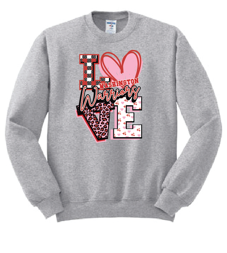 Washington High "Love" Design Crewneck Sweatshirt (heather)