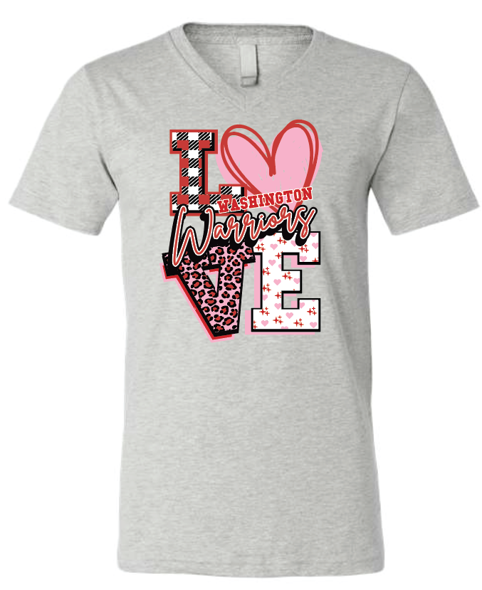 Washington High "Love" Design S/S V-neck T-shirt (heather)