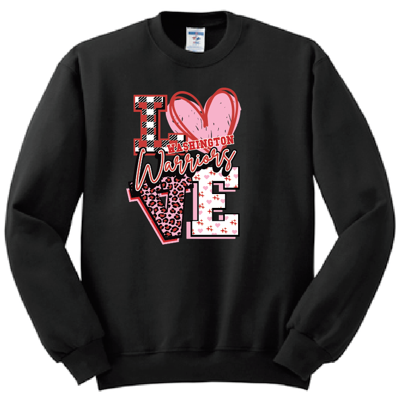 Washington High "Love" Design Crewneck Sweatshirt (black)