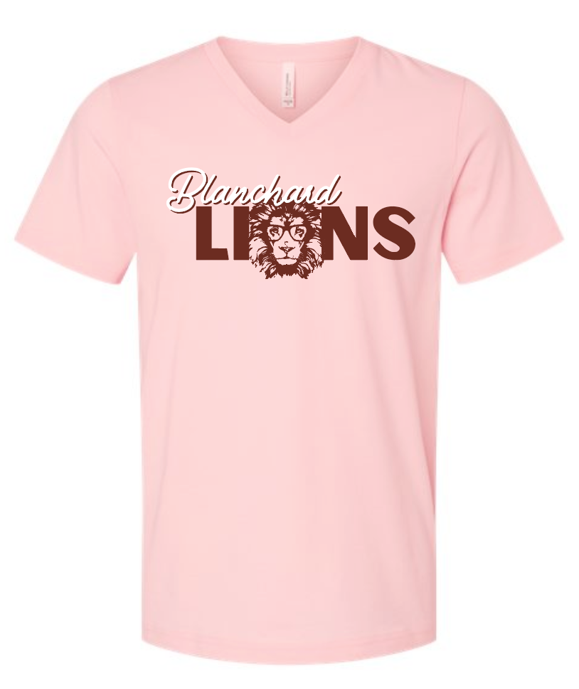 Blanchard Education Foundation BellaCanvas S/S V-neck T-Shirt (pink)
