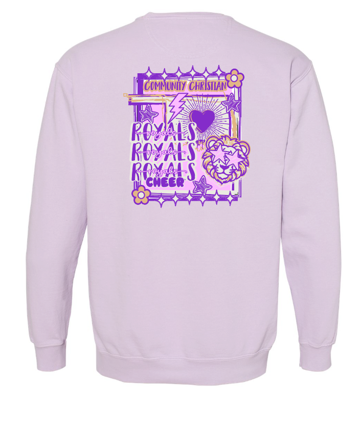 CCS Cheer "Cartoon State" Design Comfort Colors Crewneck Sweatshirt (orchid)