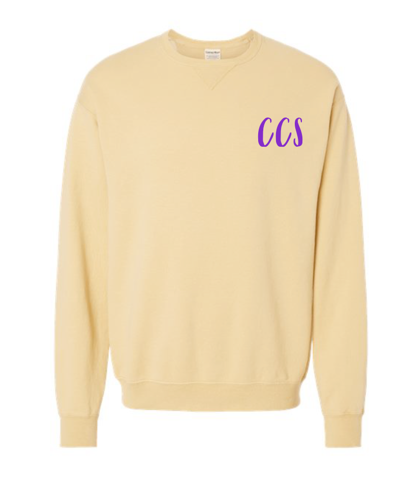 CCS Cheer "Cartoon State" Design ComfortWash Crewneck Sweatshirt (yellow)(youth/adult)