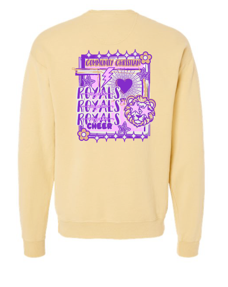 CCS Cheer "Cartoon State" Design ComfortWash Crewneck Sweatshirt (yellow)(youth/adult)