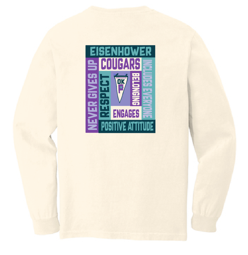 Eisenhower "Blocks" Design Comfort Colors L/S T-shirt (ivory)(f/b)