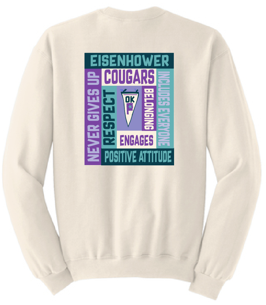Eisenhower "Blocks" Design Crewneck Sweatshirt (natural)(f/b)