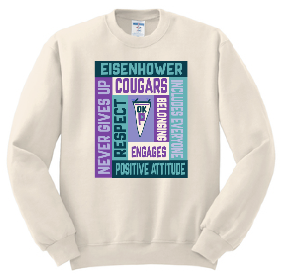 Eisenhower "Blocks" Design Crewneck Sweatshirt (natural)(f)