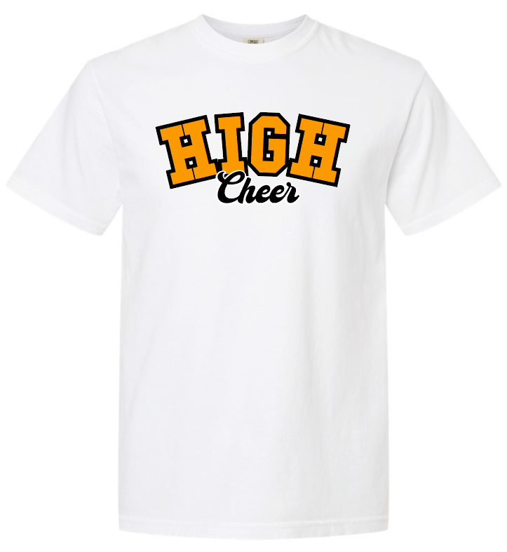 NHS Cheer "Block Cheer" Design Comfort Color S/S T-shirt (white)
