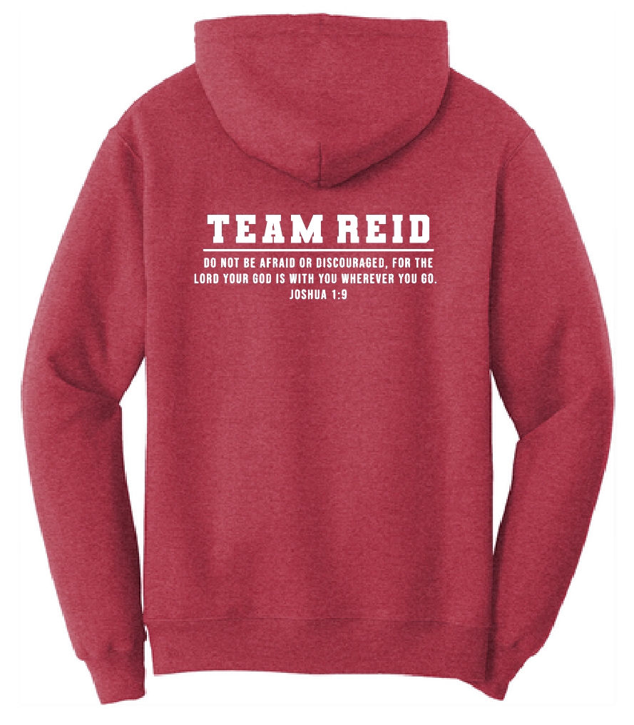Team Reid "Strong & Courageous" Design Hooded Sweatshirt (red)