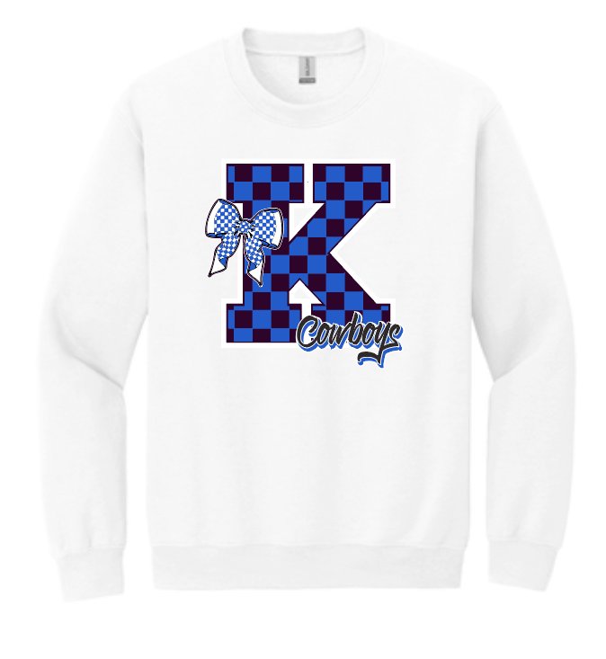 Kennedy "Checker K" Design Crewneck Sweatshirt (white)