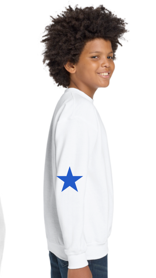 Kennedy "Star Sleeve" Design Crewneck Sweatshirt (white)