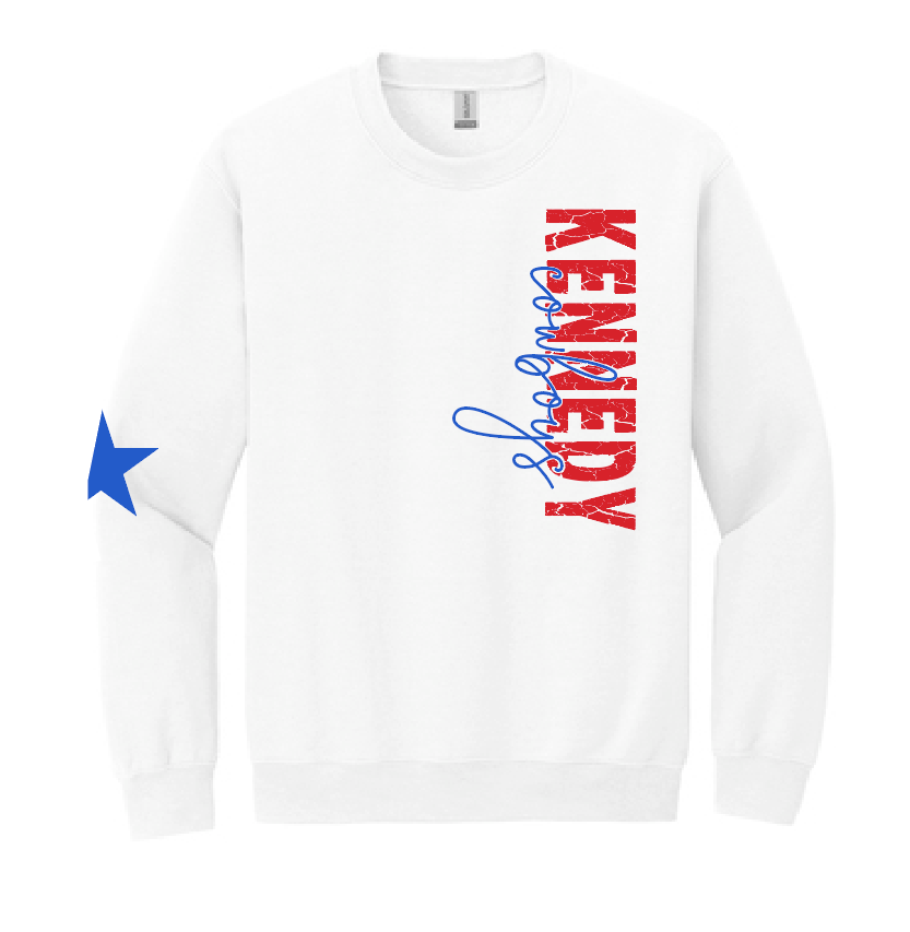 Kennedy "Star Sleeve" Design Crewneck Sweatshirt (white)