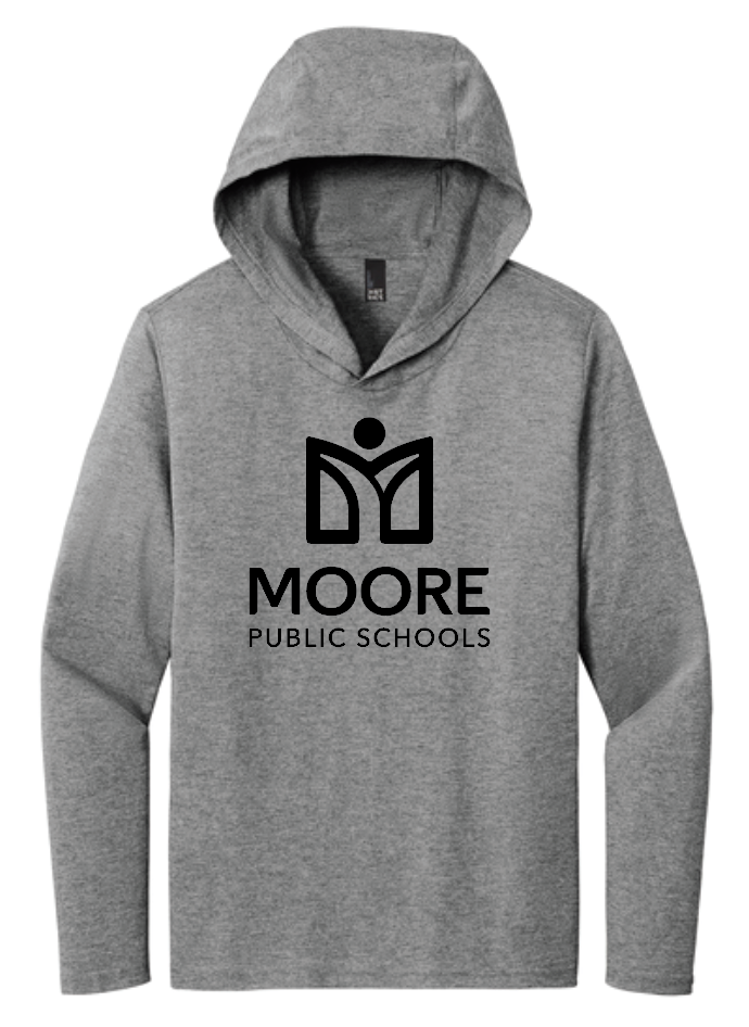 Moore Public Schools "Logo" Tri-blend L/S Hooded Tee (grey frost)
