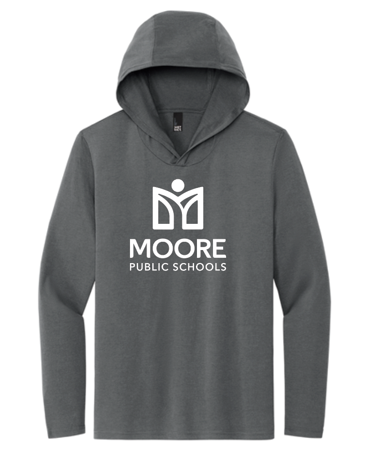 Moore Public Schools "Logo" Tri-blend L/S Hooded Tee (charcoal)