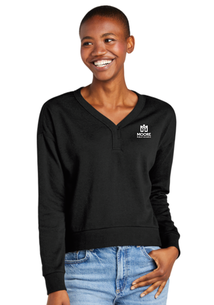 Moore Public Schools "Logo" Women's Tri-blend Fleece V-neck (black)