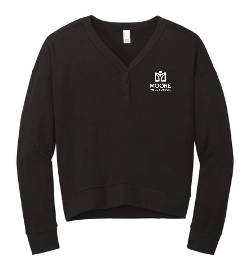 Moore Public Schools "Logo" Women's Tri-blend Fleece V-neck (black)