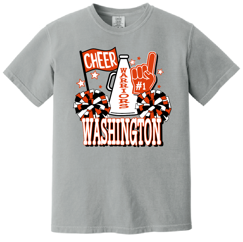 Washington Jr Cheer "Megaphone" Design Comfort Colors S/S T-shirt (granite)