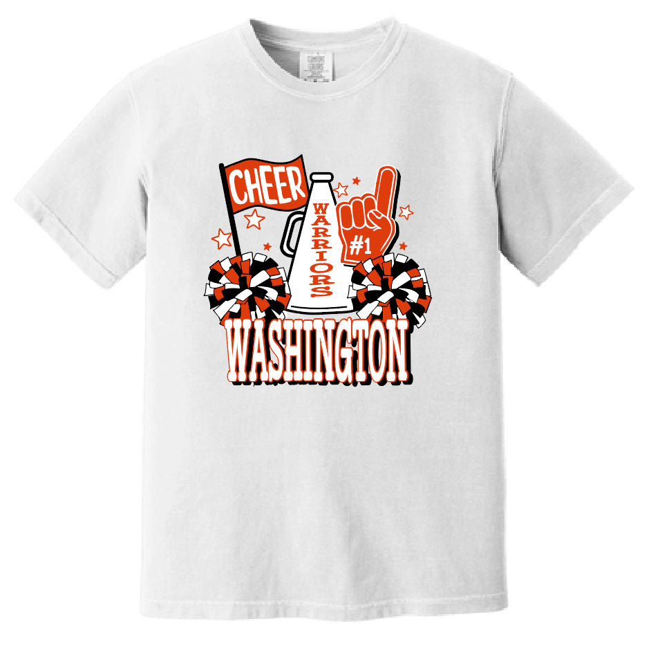 Washington Jr Cheer "Megaphone" Design Comfort Colors S/S T-shirt (white)