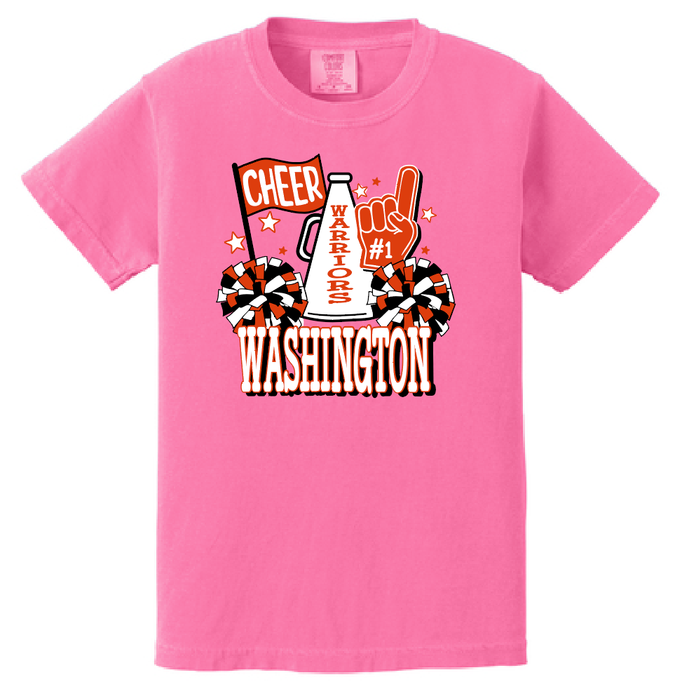 Washington Jr Cheer "Megaphone" Design Comfort Colors S/S T-shirt (pink)
