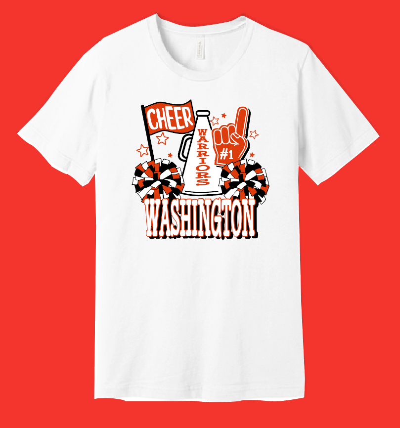 Washington Jr Cheer "Megaphone" Design BellaCanvas S/S T-shirt (white)