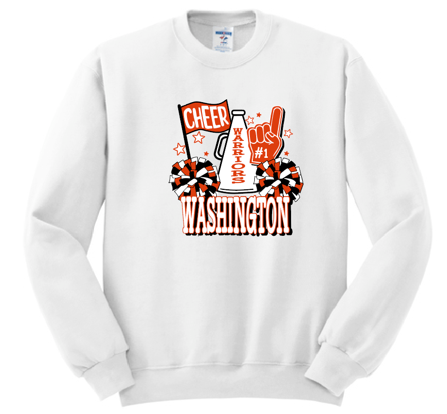 Washington Jr Cheer "Megaphone" Design Crewneck Sweatshirt (white)