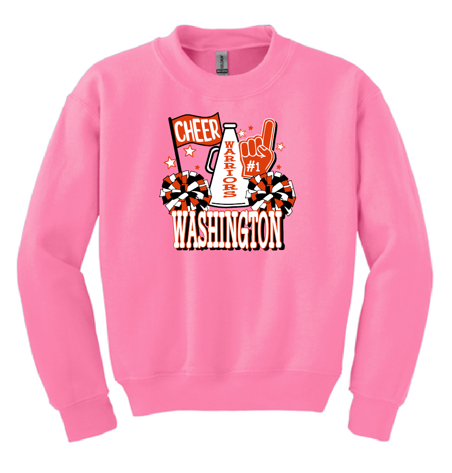 Washington Jr Cheer "Megaphone" Design Crewneck Sweatshirt (pink)