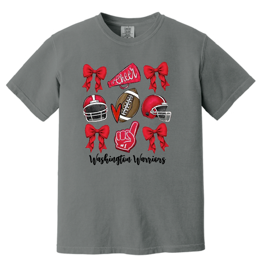 Washington Jr Cheer "Bows" Design Comfort Colors S/S T-shirt (grey)